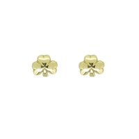 14KT Yellow Gold Tiny Shamrock Drop Earrings