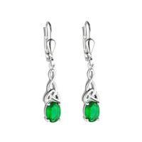 Image for Solvar Sterling Silver Green Crystal Trinity Knot Drop Earrings