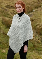 Image for Aran Woolen Mills Merino Wool Button Poncho, Wicker