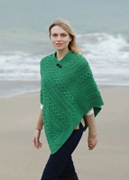 Image for Aran Woolen Mills Merino Wool Button Poncho, Kiwi