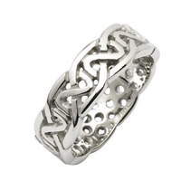 Image for Mens 10K White Gold Sheelin Heavy Pierced Celtic Wedding Ring