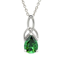 Image for Sterling Silver Emerald Trinity Knot Necklace with Cubic Zirconia