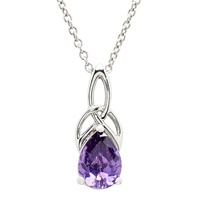 Image for Sterling Silver Amethyst Trinity Knot Necklace with Cubic Zirconia