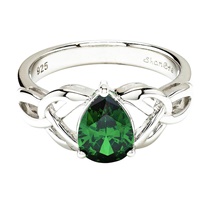 Image for Sterling Silver Emerald Trinity Knot Ring with Cubic Zirconia