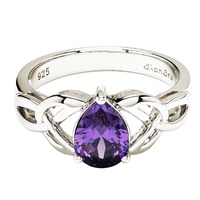 Image for Sterling Silver Amethyst Trinity Knot Ring with Cubic Zirconia