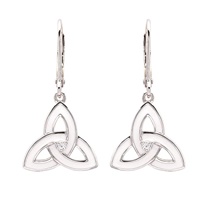 Image for Sterling Silver White Enamel Trinity Drop Earrings