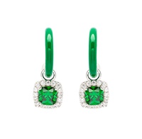 Image for Sterling Silver Green CZ with Green Enamel Drop Earrings