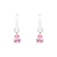 Image for Sterling Silver Pink CZ with White Enamel Drop Earrings