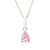 Image for Sterling Silver Pink CZ with White Enamel Necklace