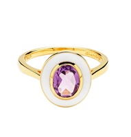 Image for 14kt Gold Vermeil Genuine Amythest/White Enamel Ring