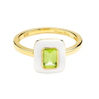 Image for 14kt Gold Vermeil Genuine Peridot/White Enamel Ring