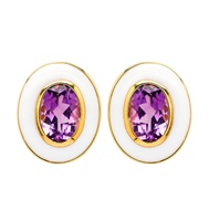 Image for 14kt Gold Vermeil Amythest/White Enamel Stud Earrings