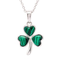 Image for Sterling Silver Shamrock with Malachite Pendant