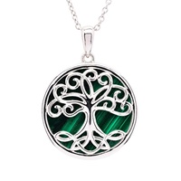 Image for Sterling Silver Tree of Life with Malachite Pendant