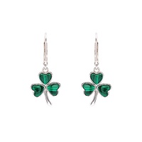 Image for Sterling Silver Shamrock Drop with Malachite Earrings