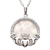 Image for Shanore Sterling Silver Mother Of Pearl Claddagh Necklace