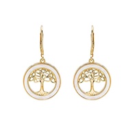 Image for 14kt Gold Vermeil Mother of Pearl Tree of Life Earrings