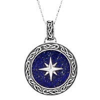 Image for Spirit of the Celt Water Collection Sterling Silver Gents Lapis Star Pendant