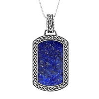 Image for Spirit of the Celt Water Collection Sterling Silver Gents Lapis Dog Tag Pendant