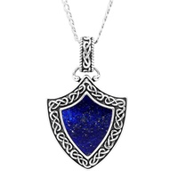 Image for Spirit of the Celt Water Collection Sterling Silver Gents Lapis Shield Pendant