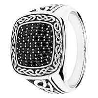 Image for Spirit of the Celt Hunter Collection Sterling Silver Black Gents Spinel Ring