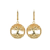 Image for 14KT Gold Vermeil CZ Tree of Life Drop Earrings