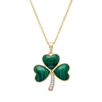 14KT Gold Vermeil Malachite Shamrock Necklace