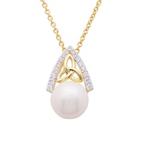 Image for 14KT Gold Vermeil Pearl/CZ Trinity Knot Necklace