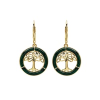 Image for 14KT Gold Vermeil Malachite Tree Of Life Drop Earrings