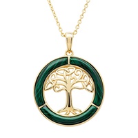 Image for 14KT Gold Vermeil Tree of Life and Malachite Necklace