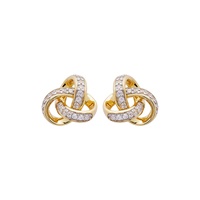 14KT Gold Vermeil CZ set Celtic Trinity Stud Earrings