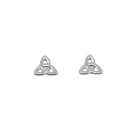 14K White Gold Tiny Trinity Stud Earrings