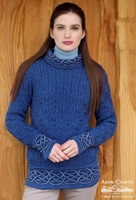 Image for Aran Crafts Ranelagh Celtic Knot Jacquard Irish Sweater, Marl Blue