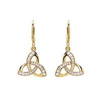 14KT Gold Vermeil Cz Trinity Drop Earrings