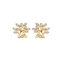 Image for 14KT Gold Vermeil CZ Tree of Life Stud Earrings