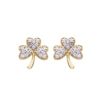 Image for 14KT Gold Vermeil CZ Shamrock Stud Earrings