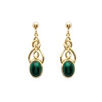 Image for 14KT Gold Vermeil Malachite Celtic Drop Earrings