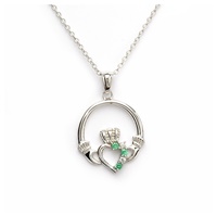 Image for Silver Green CZ Claddagh Pendant