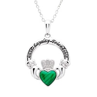 Image for Sterling Silver Claddagh with Malachite/CZ Pendant