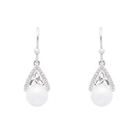 Image for Sterling Silver Trinity with Pearl/CZ Earrings