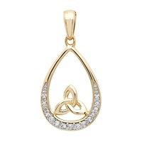 Image for 14K Yellow Gold Diamond Set Trinity Teardrop Necklace