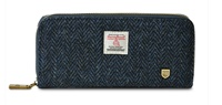 Image for Islander Long Rectangular Purse with HARRIS TWEED - Navy Herringbone