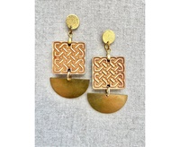 Image for Etched Wood and Brass 3 Piece Dangle Earring