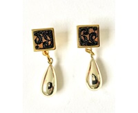 Image for Lace Pattern Wooden Studs with Gold Bead