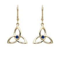 Image for 14K Yellow Gold Sapphire Set Trinity Drop Earrings