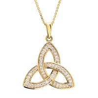 14K Yellow Gold Lab Grown Diamond Trinity Knot Necklace .25ct