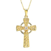 Image for 14K Yellow Gold Lab Grown Diamond Celtic Cross Necklace .06ct