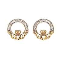 Image for 14K Yellow Gold Lab Grown Diamond Claddagh Earrings .10ct