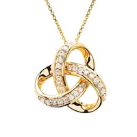 14K Yellow Gold Lab Grown Diamond Trinity Knot Necklace .20ct