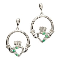 Image for Claddagh Pave Set Silver Earrings